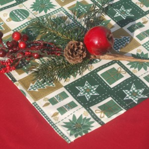 Karácsonyi terítő zöld - karácsonyi mintás