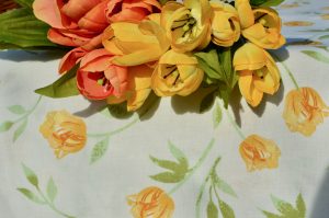 Tulipános asztalterítő - sárga színű tulipánok