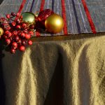 Karácsonyi asztalterítő barna - hosszú csíkos futóval